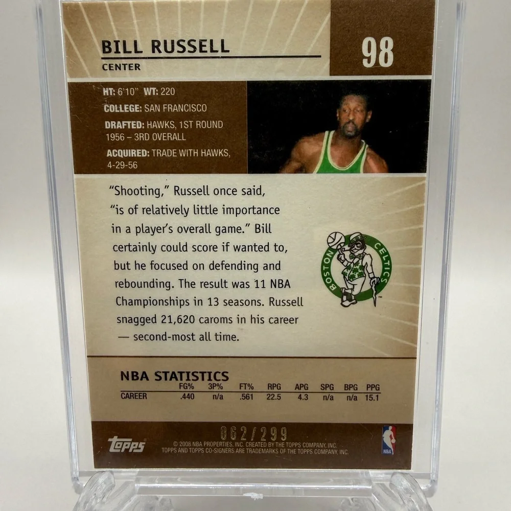 2008-09 Topps Co-Signers Bill Russell Bronze #62/299